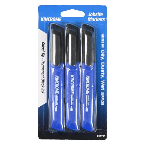 Kincrome Permanent Marker Chisel Tip Black (3 Pack)